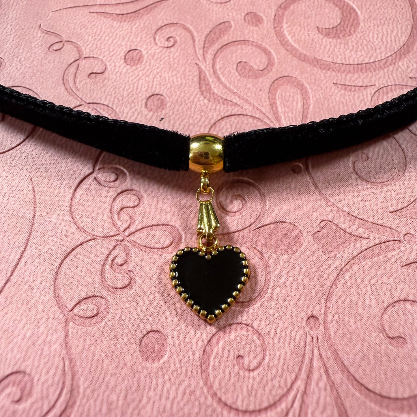 Black Heart Velvet Choker Necklace
