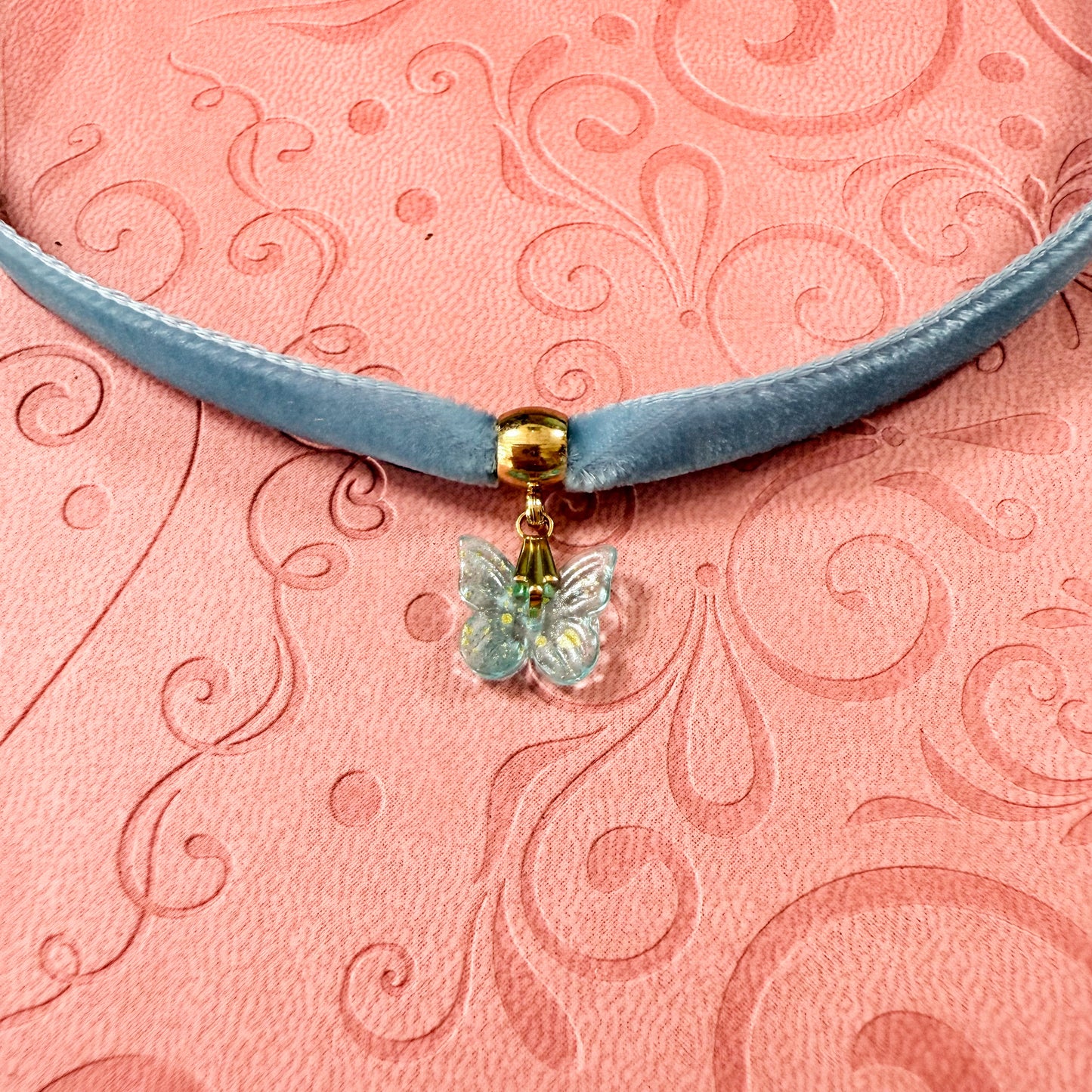 Blue Butterfly Velvet Choker Necklace