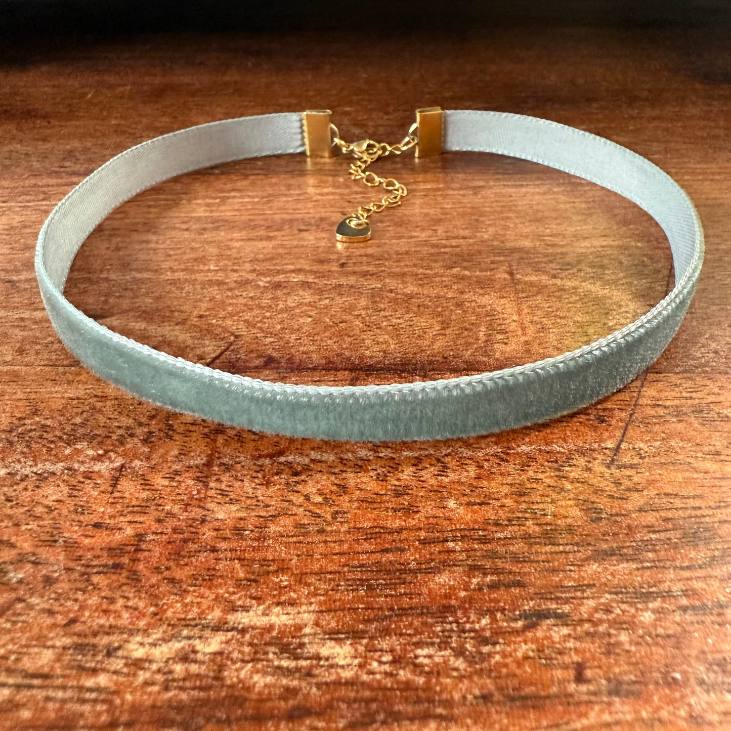 Pewter Gray Velvet Choker Necklace