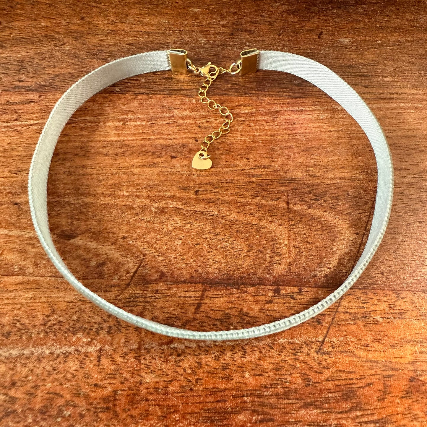 Pewter Gray Velvet Choker Necklace