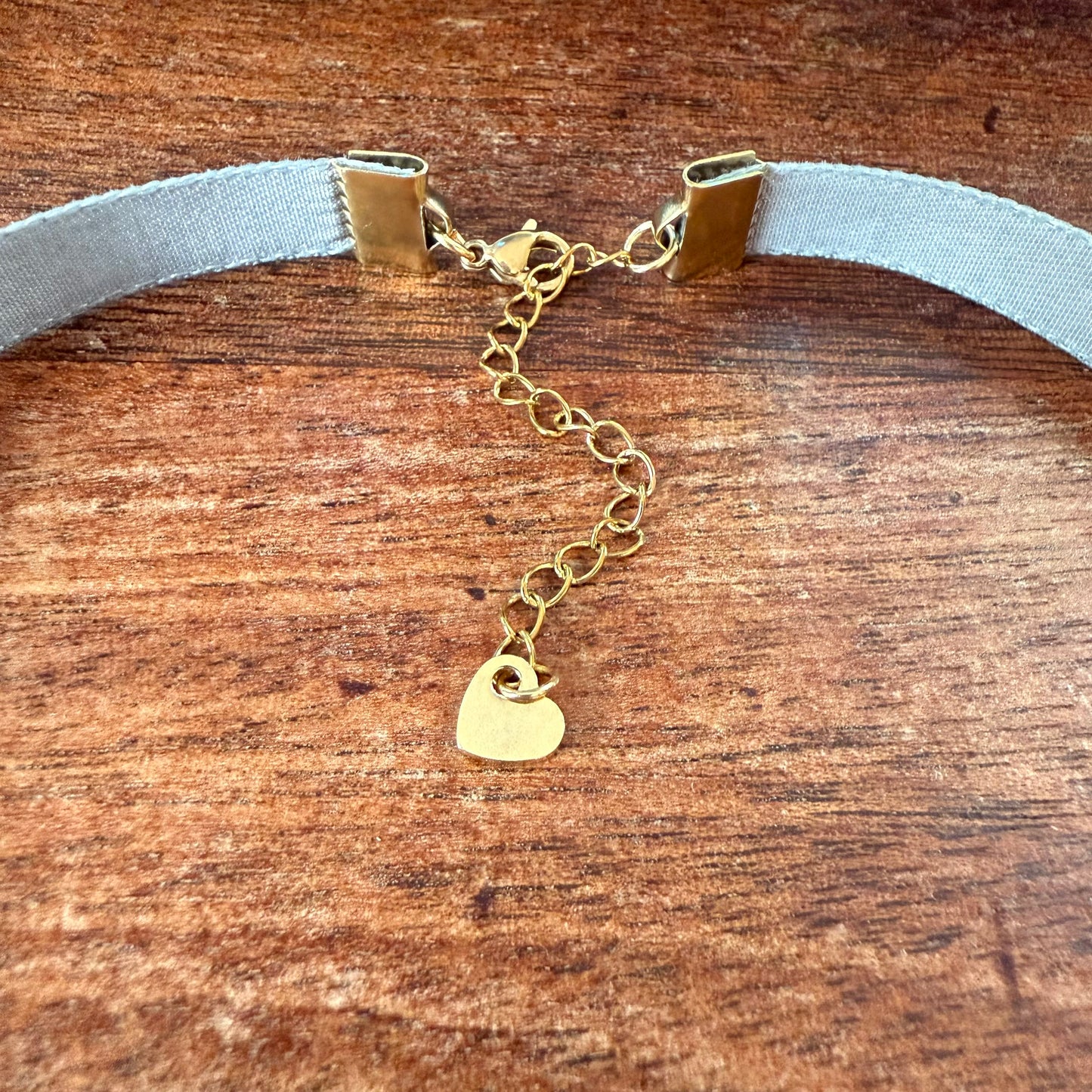 Pewter Gray Velvet Choker Necklace