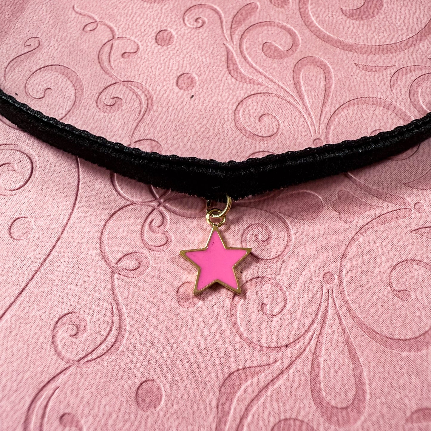 Enamel Star Velvet Choker Necklace