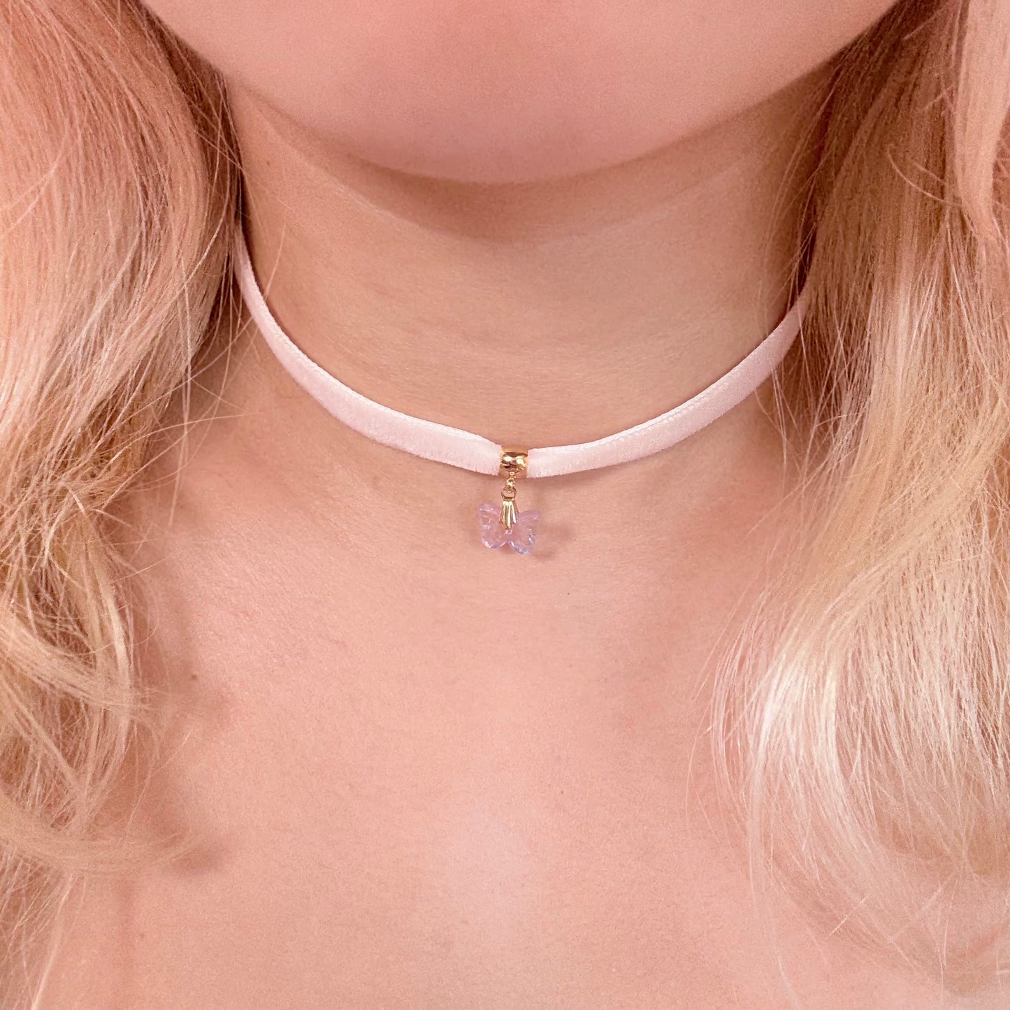 Lavender Mist Butterfly Velvet Choker Necklace