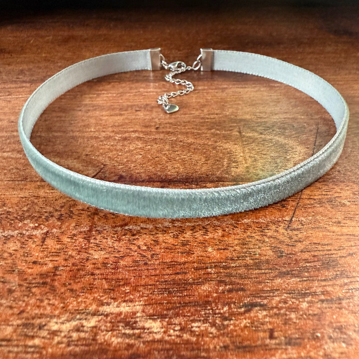 Pewter Gray Velvet Choker Necklace