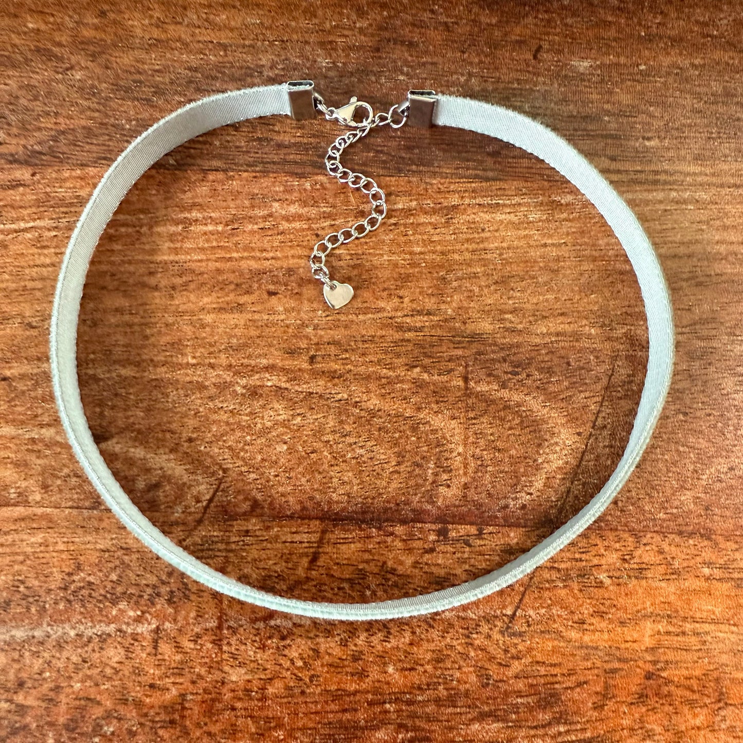 Pewter Gray Velvet Choker Necklace