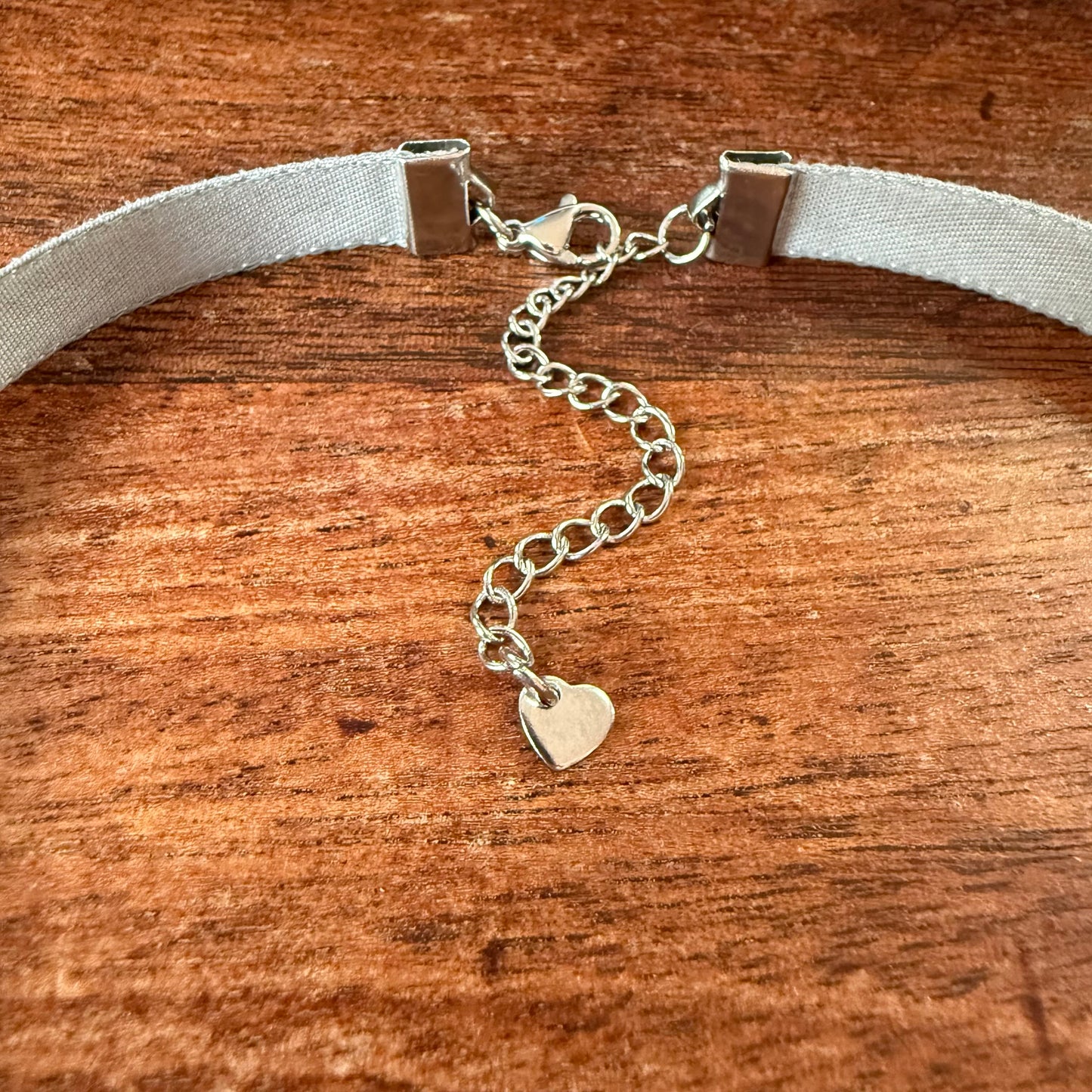 Pewter Gray Velvet Choker Necklace