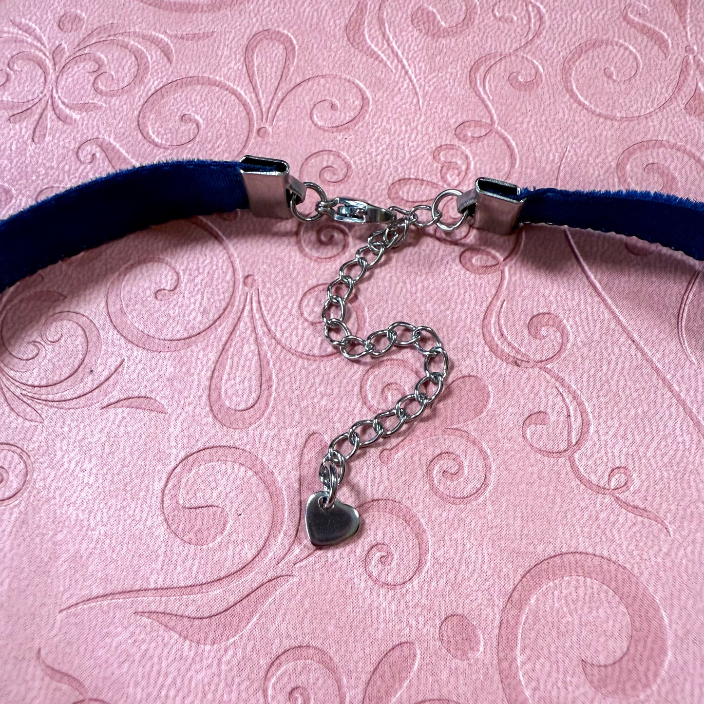 Twilight Violet Glass Teardrop Velvet Choker Necklace