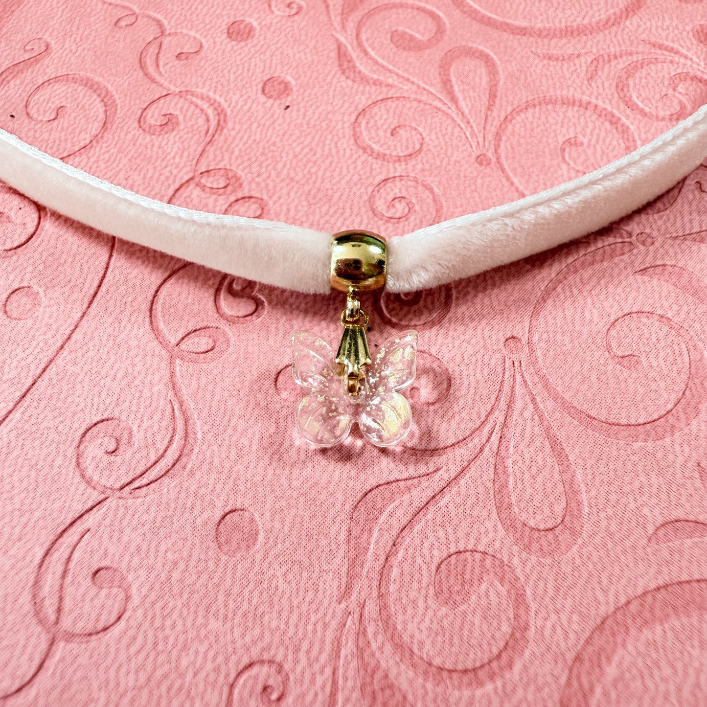 White Butterfly Velvet Choker Necklace