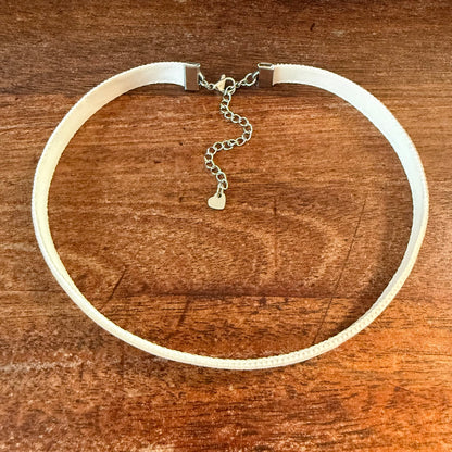 Beige Velvet Choker Necklace