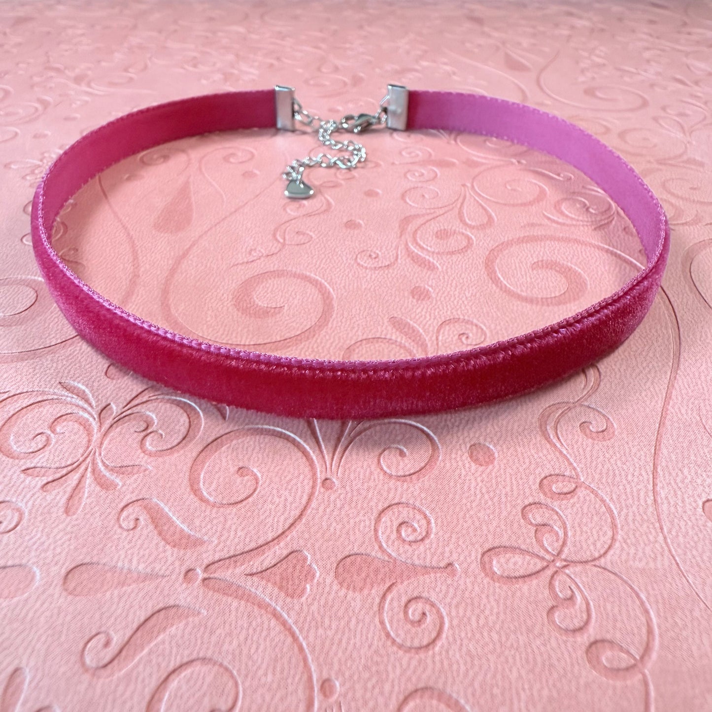 Deep Rose Velvet Choker Necklace