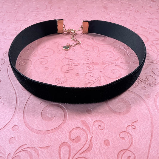 Wide Black Velvet Choker Necklace