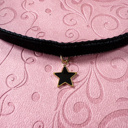 Enamel Star Velvet Choker Necklace