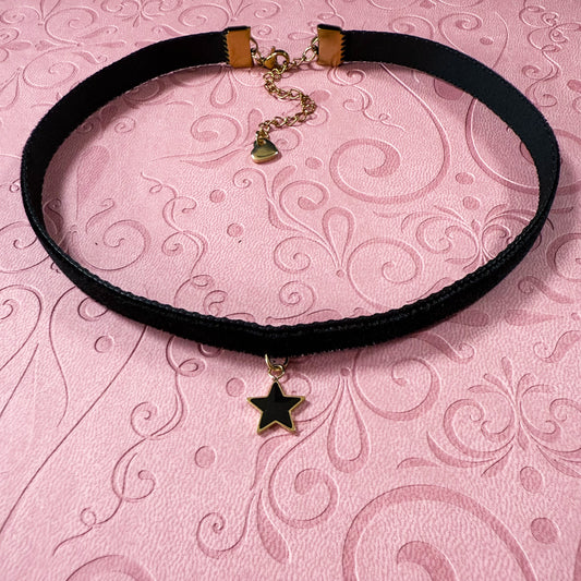 Enamel Star Velvet Choker Necklace