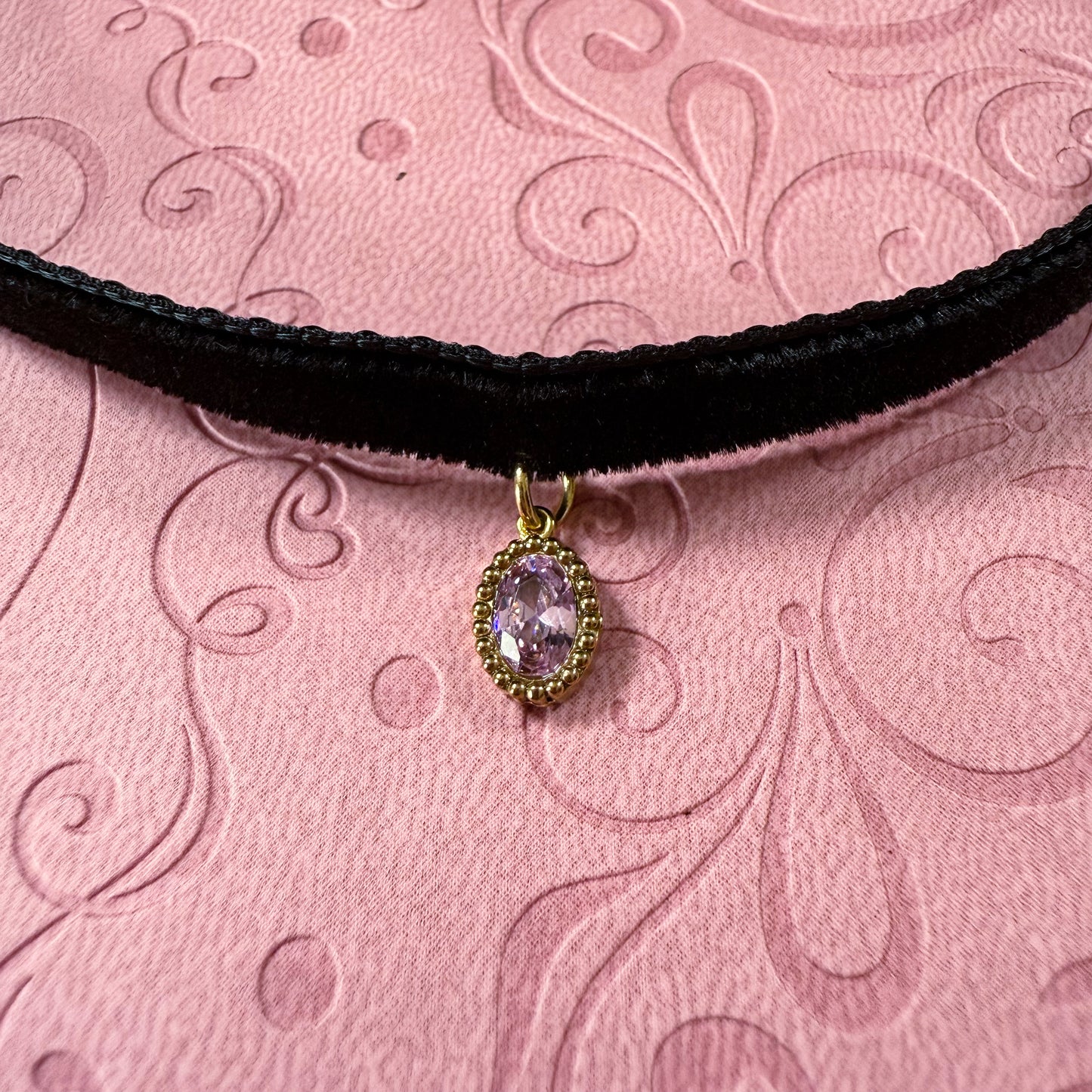 Golden Gem Velvet Choker Necklace