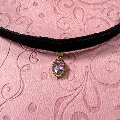 Golden Gem Velvet Choker Necklace