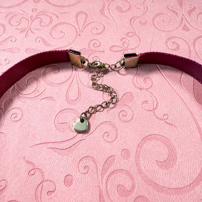 Blush Glitter Glass Teardrop Velvet Choker Necklace