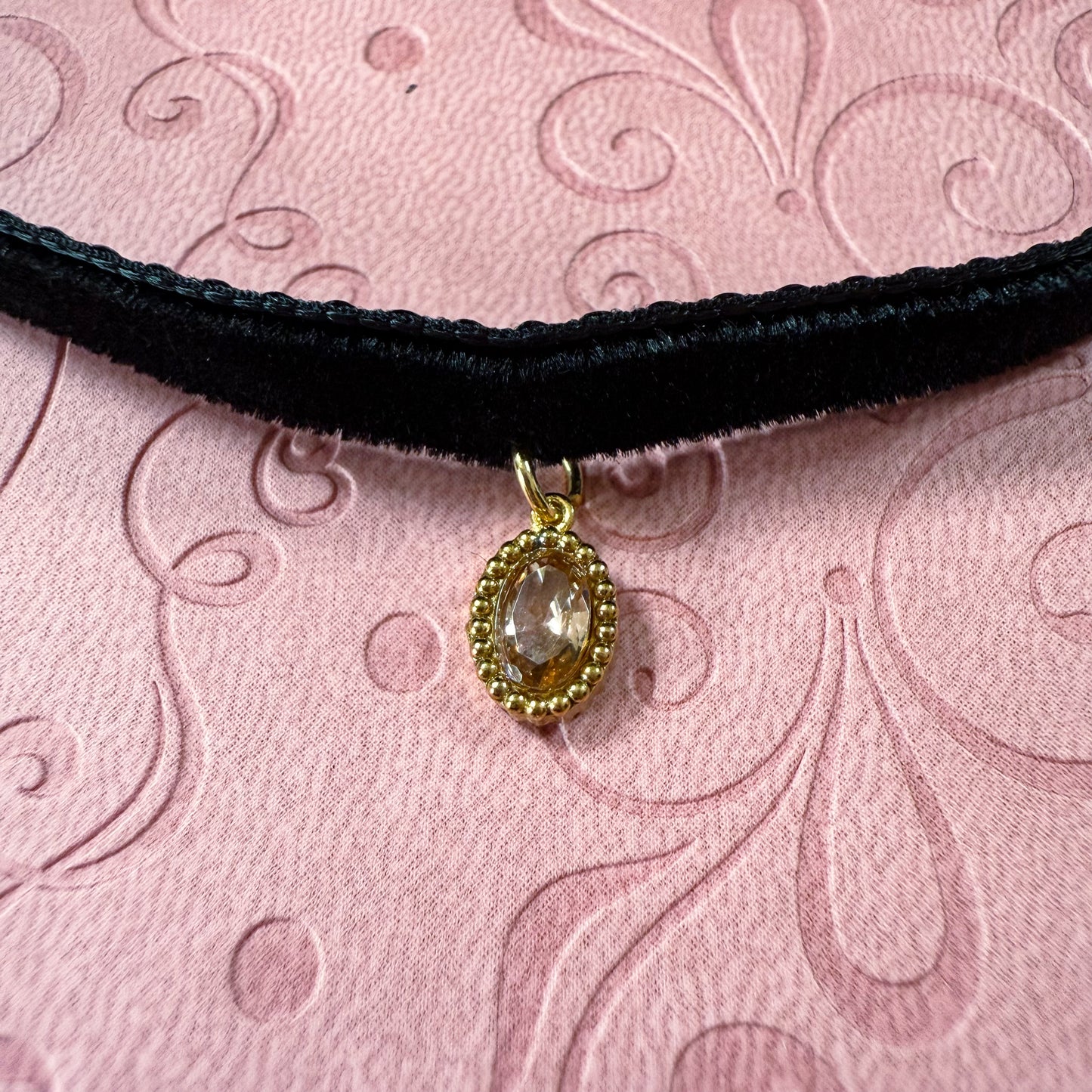 Golden Gem Velvet Choker Necklace
