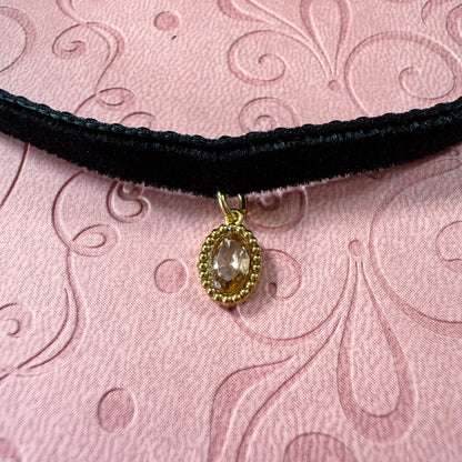 Golden Gem Velvet Choker Necklace