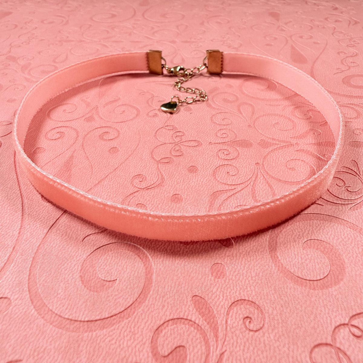 Coral Velvet Choker Necklace