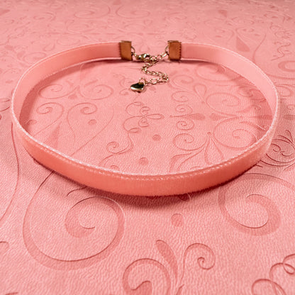 Coral Velvet Choker Necklace
