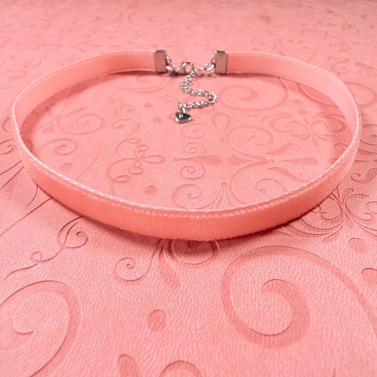 Coral Velvet Choker Necklace
