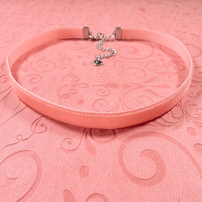 Coral Velvet Choker Necklace