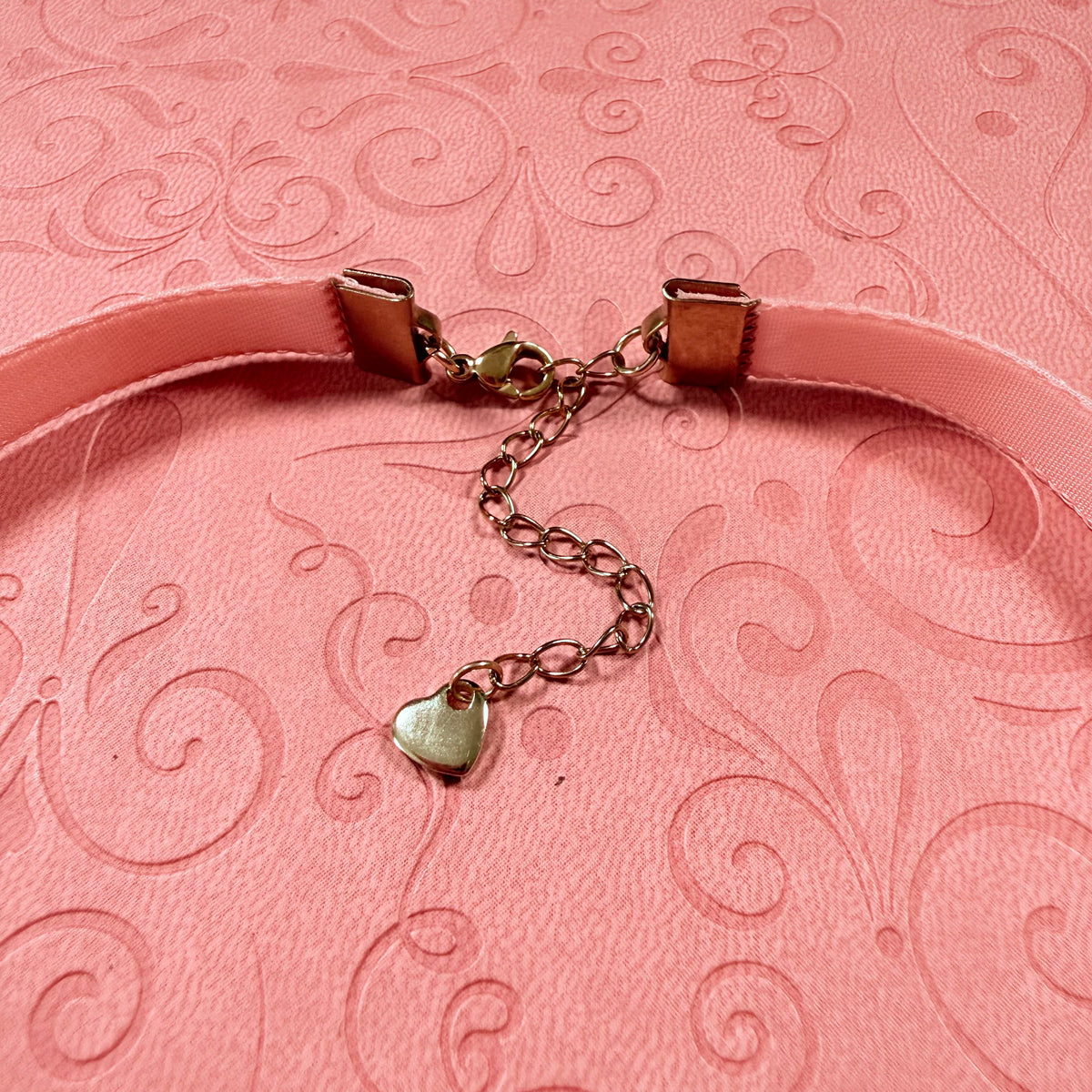 Coral Velvet Choker Necklace