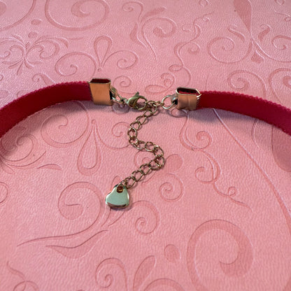 Coral Sunset Glass Teardrop Velvet Choker Necklace