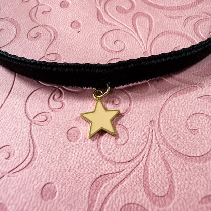 Enamel Star Velvet Choker Necklace