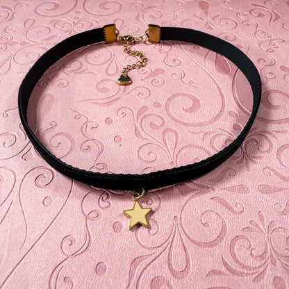 Enamel Star Velvet Choker Necklace