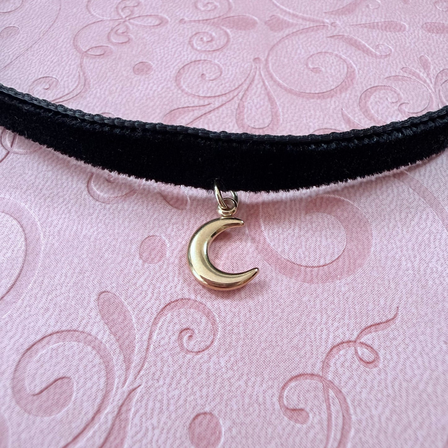 Crescent Moon Velvet Choker Necklace