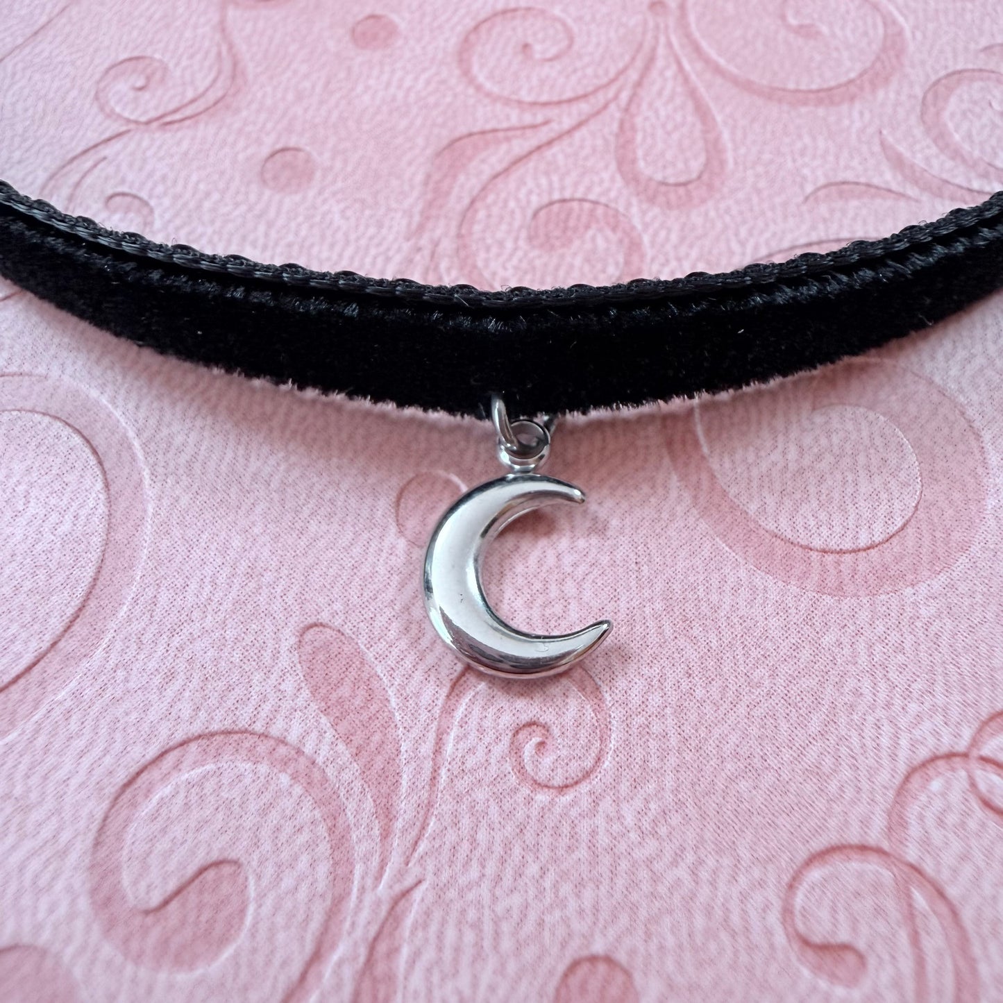 Crescent Moon Velvet Choker Necklace