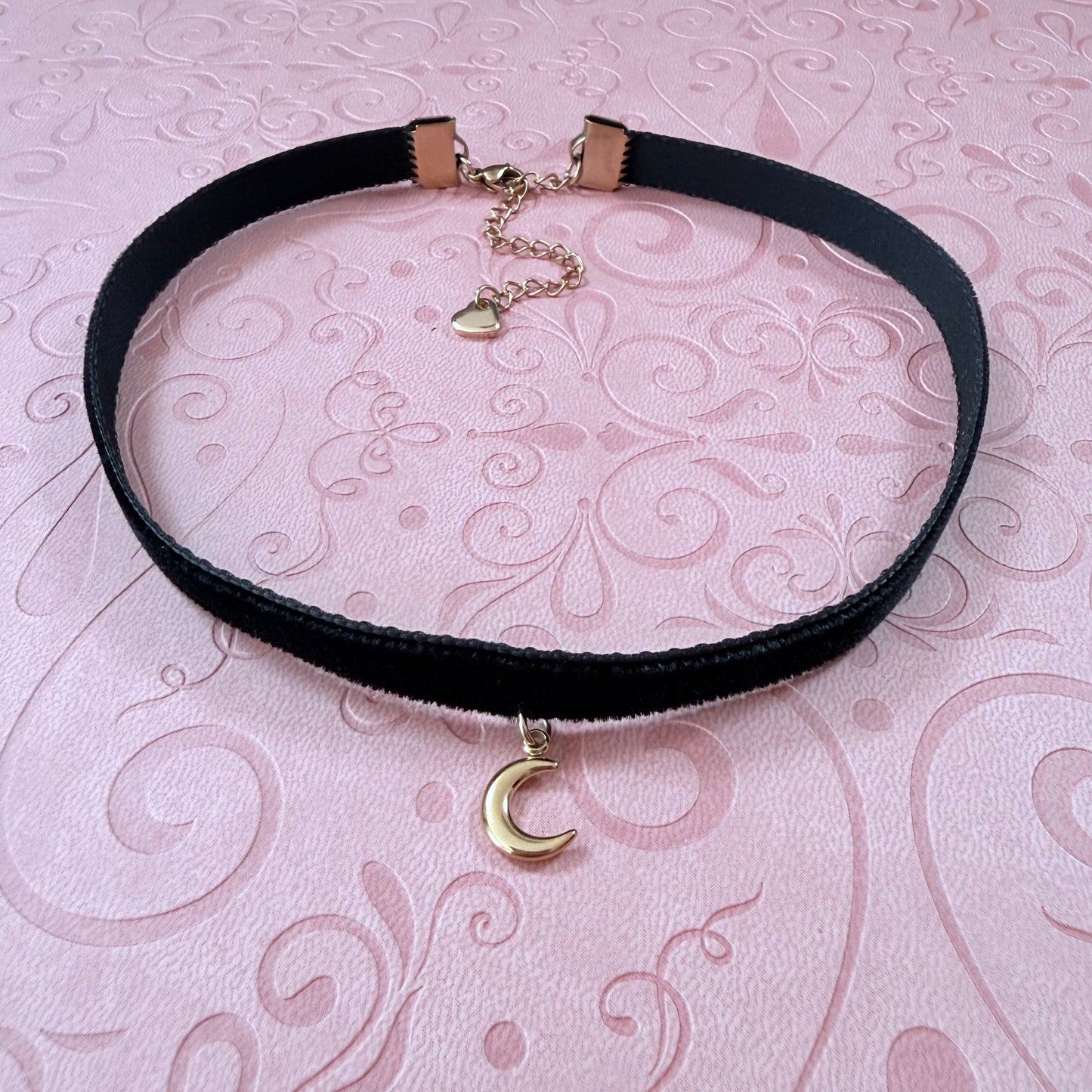 Crescent Moon Velvet Choker Necklace