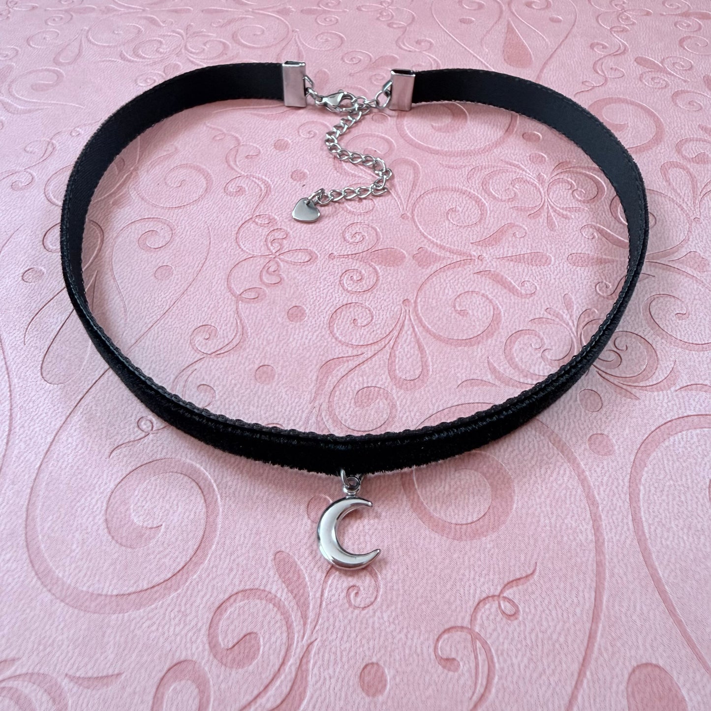 Crescent Moon Velvet Choker Necklace