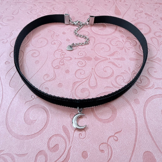 Crescent Moon Velvet Choker Necklace