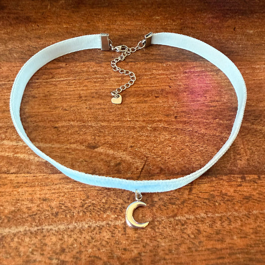 Crescent Moon Velvet Choker Necklace
