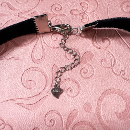 Limited Edition: Sterling Silver Crystal Heart Velvet Choker Necklace