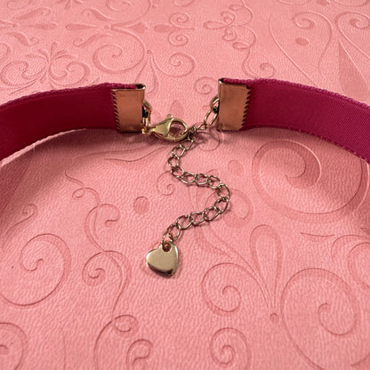 Wide Deep Rose Velvet Choker Necklace