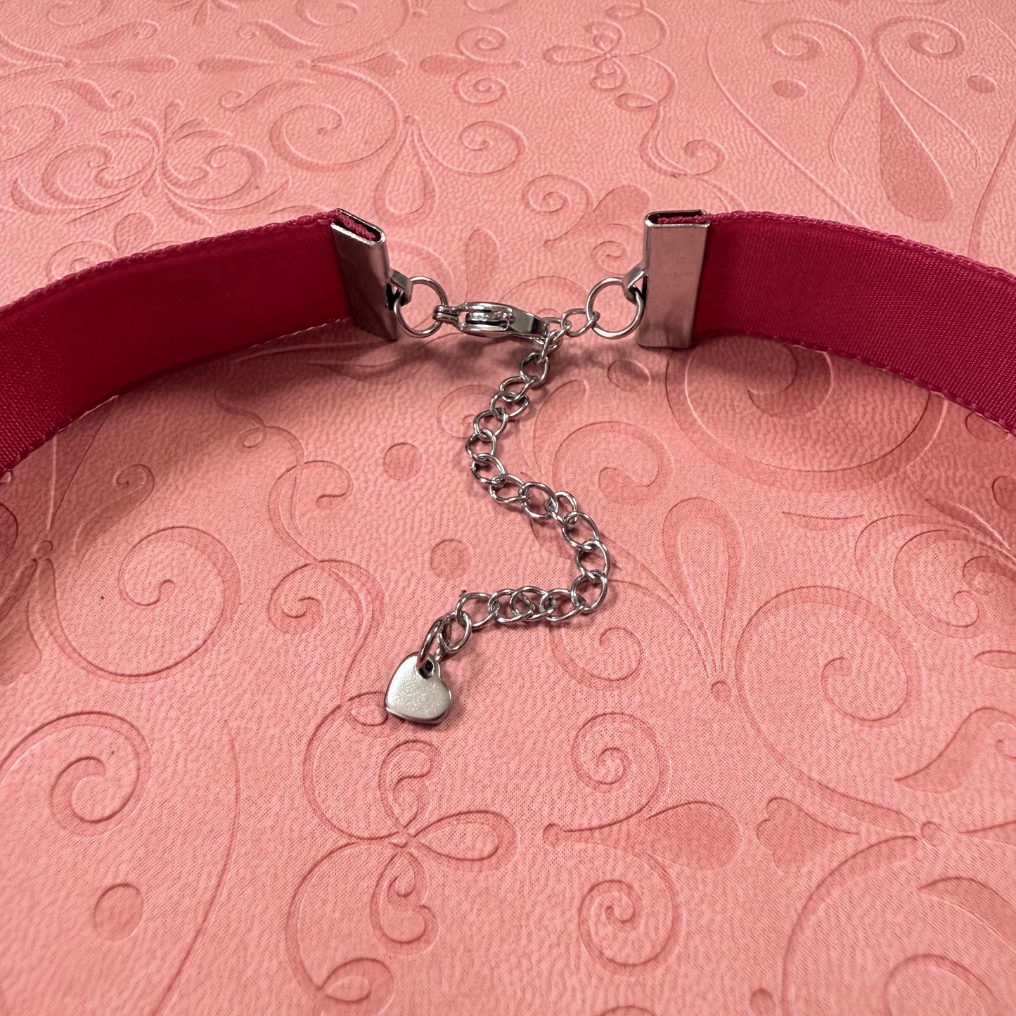 Wide Deep Rose Velvet Choker Necklace