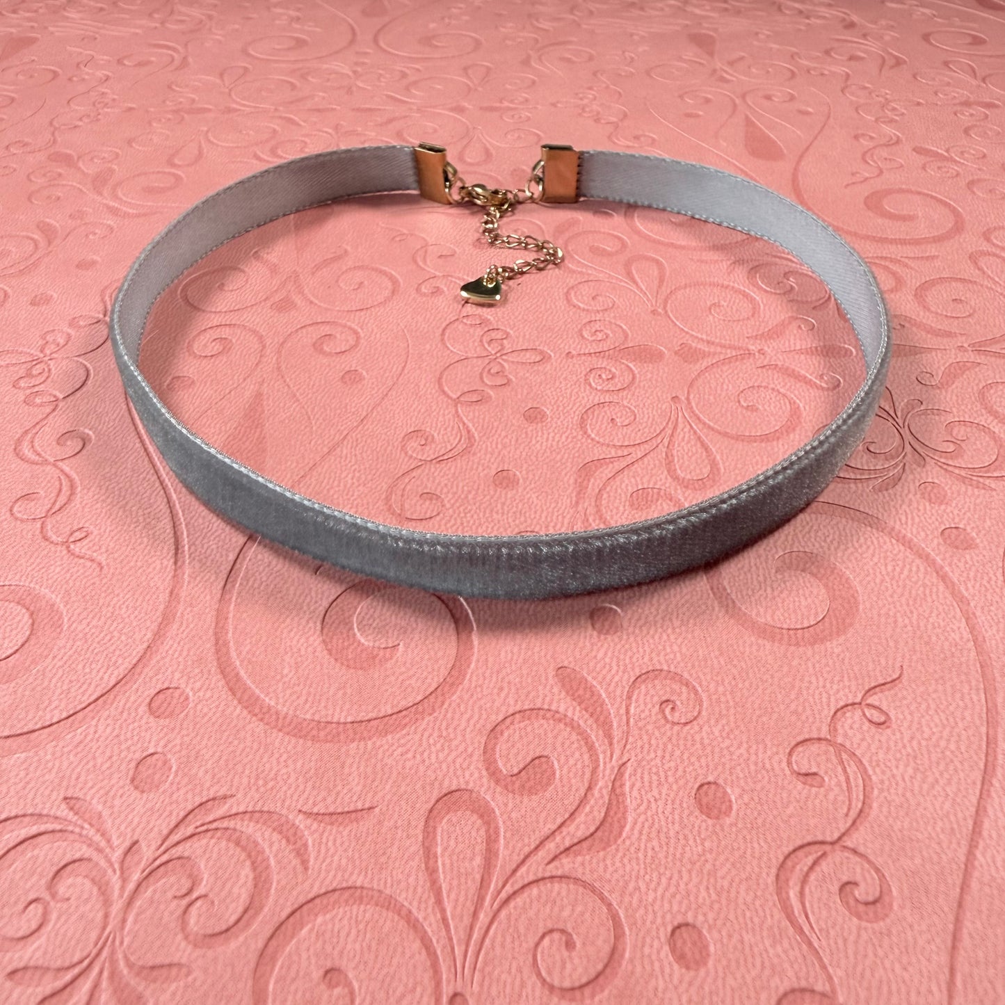 Dolphin Gray Velvet Choker Necklace