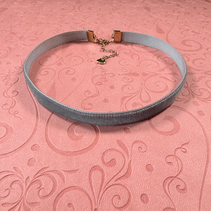 Dolphin Gray Velvet Choker Necklace