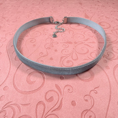 Dolphin Gray Velvet Choker Necklace