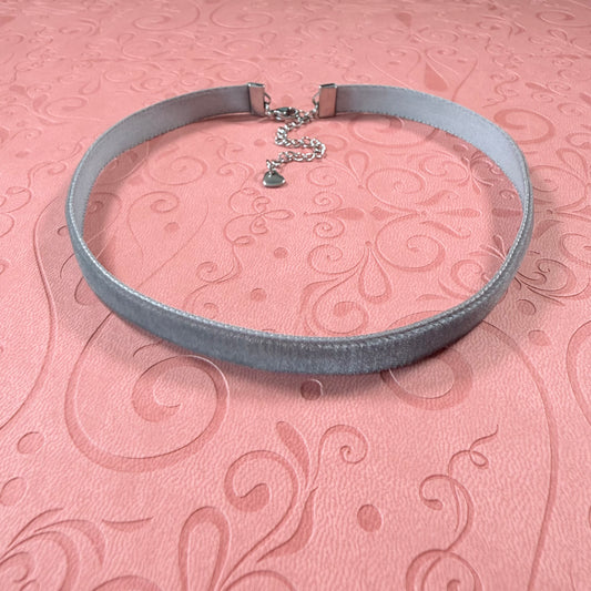 Dolphin Gray Velvet Choker Necklace