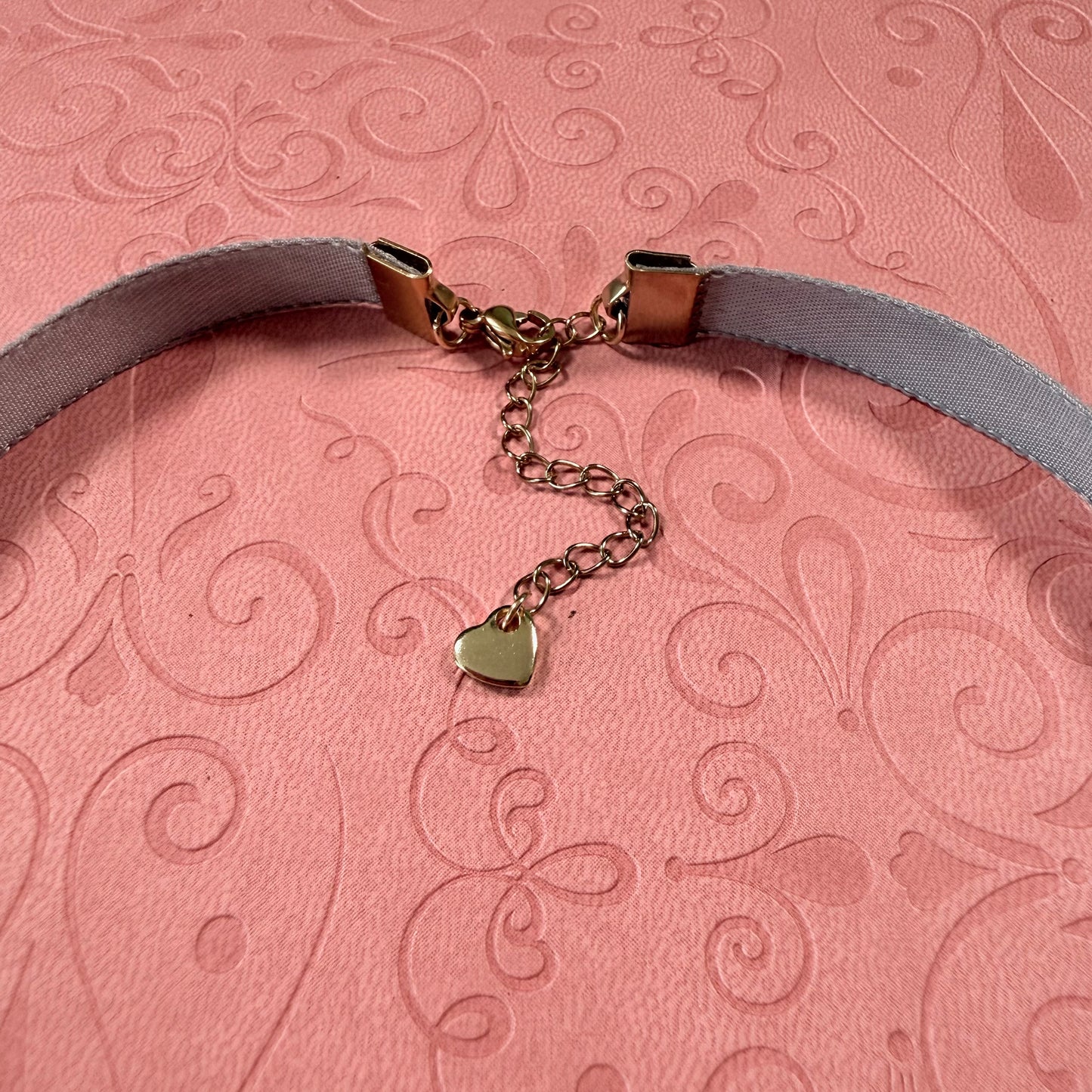 Dolphin Gray Velvet Choker Necklace