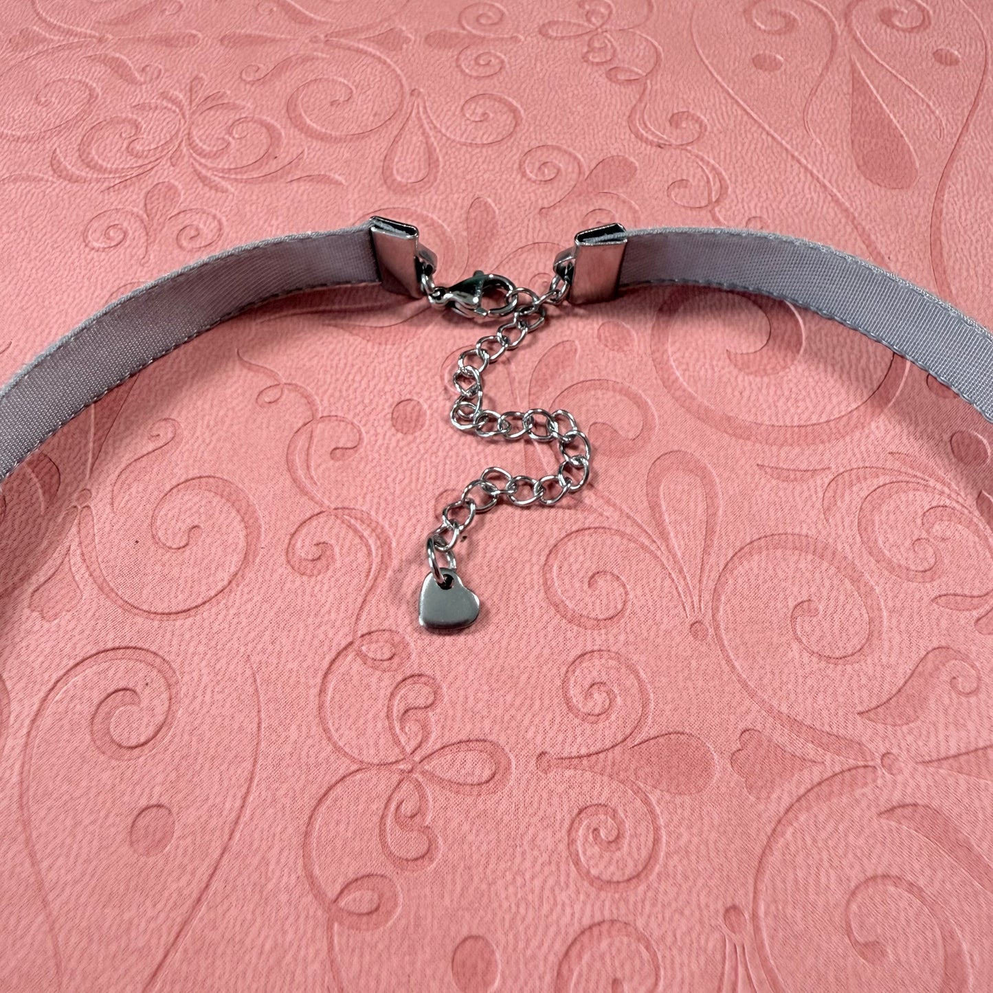 Dolphin Gray Velvet Choker Necklace