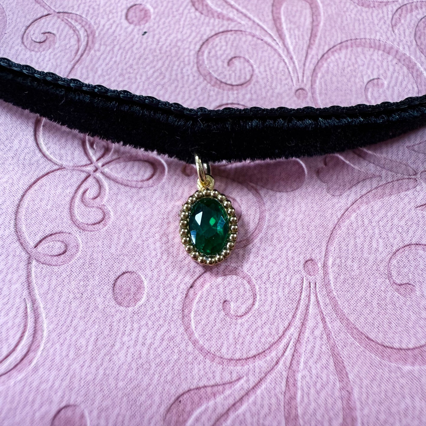 Golden Gem Velvet Choker Necklace