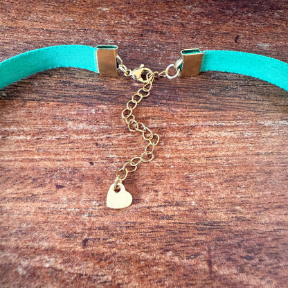 Glass Teardrop Velvet Choker Necklace – Emerald Teal