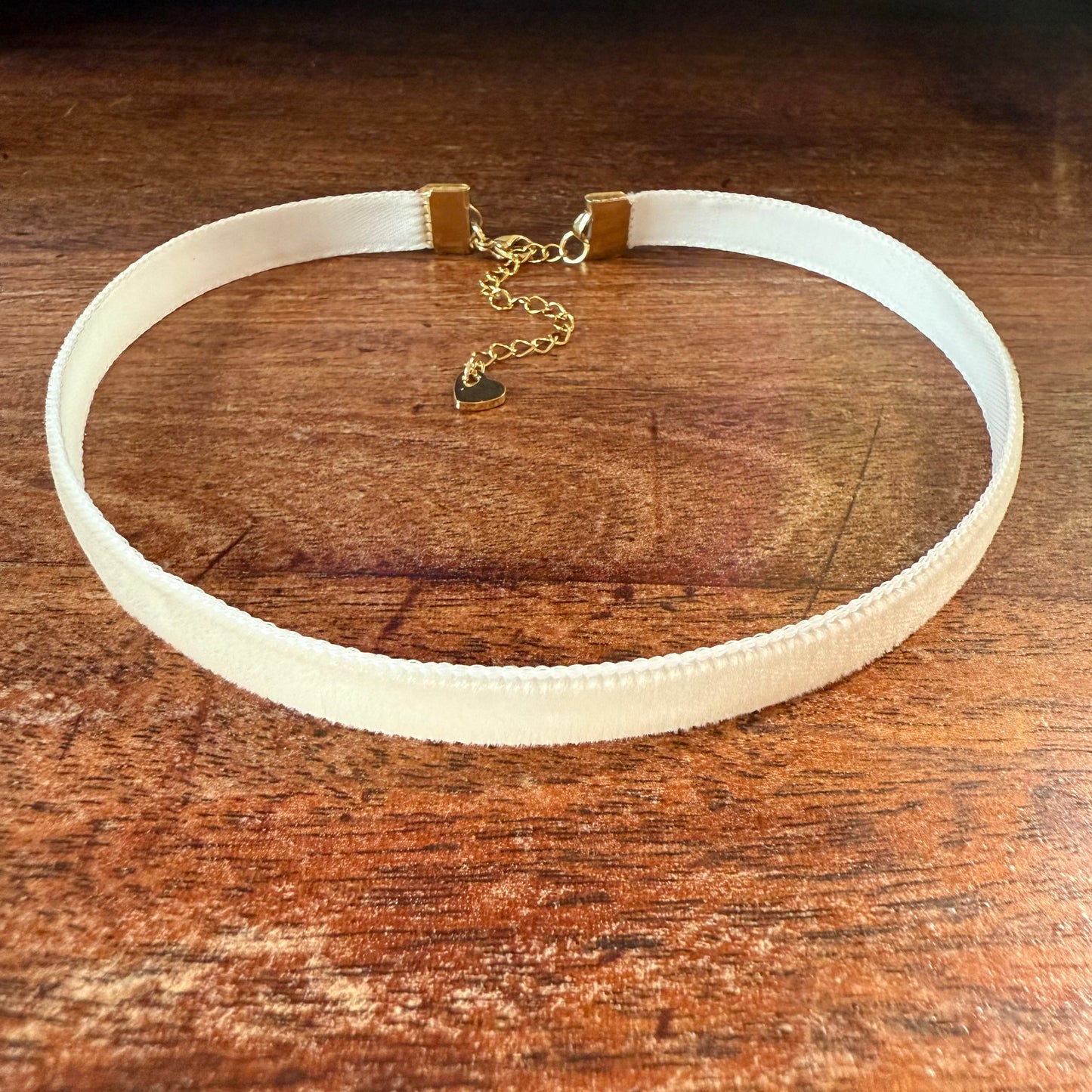 Beige Velvet Choker Necklace