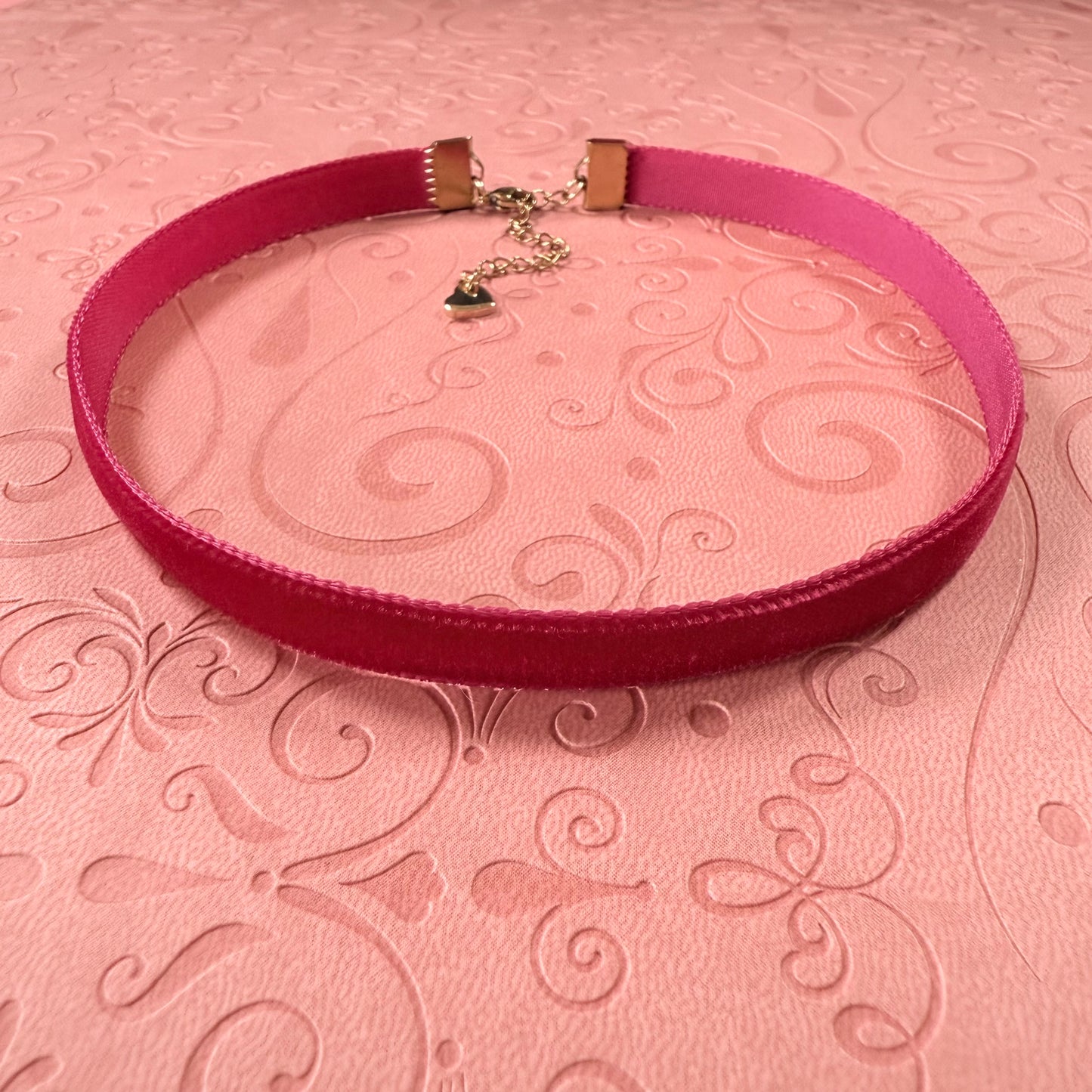 Deep Rose Velvet Choker Necklace