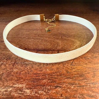 Cream Velvet Choker Necklace
